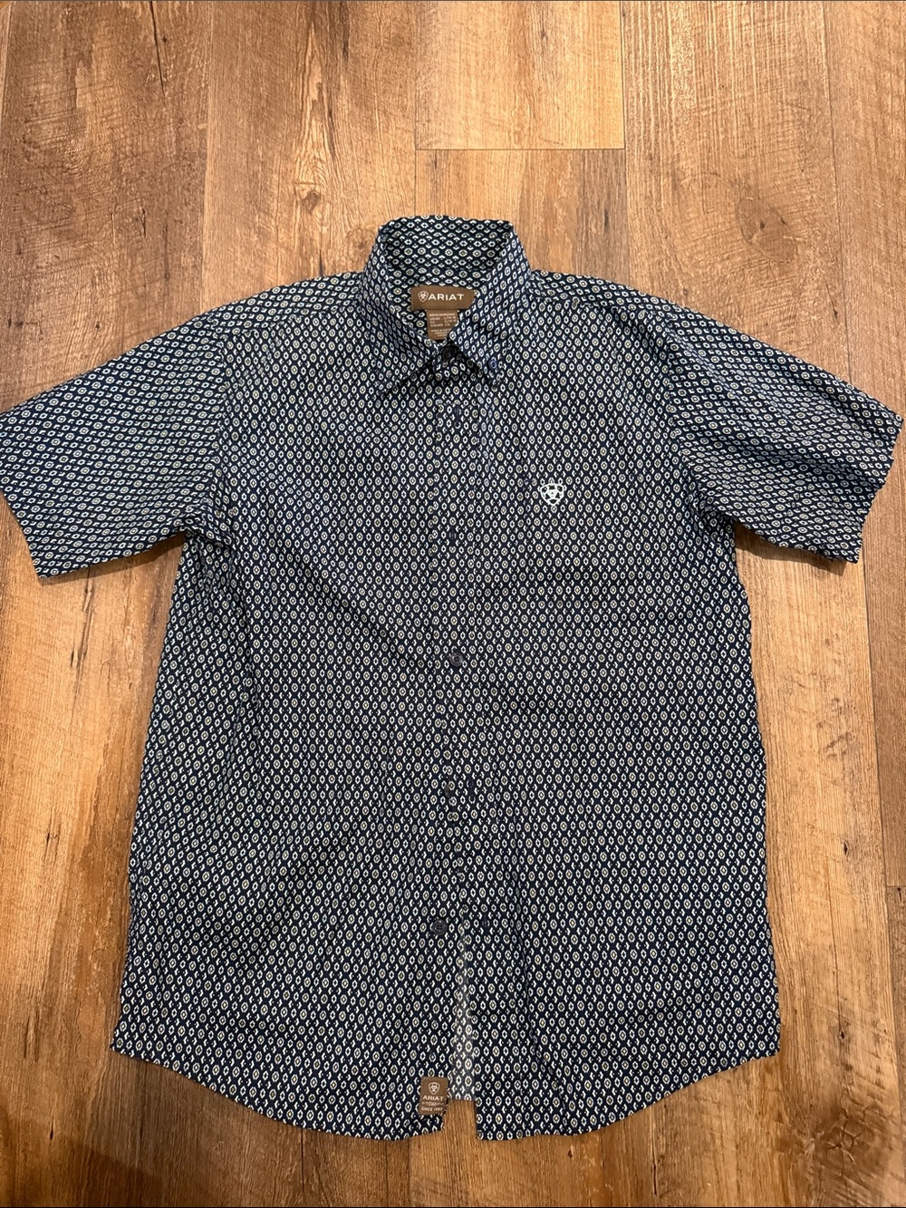 Ariat Boy Navy Printed Short-Sleeve Button-Up Shirt
